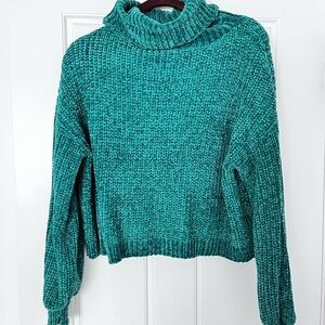 Emerald Green Chenille Turtleneck Sweater - Women